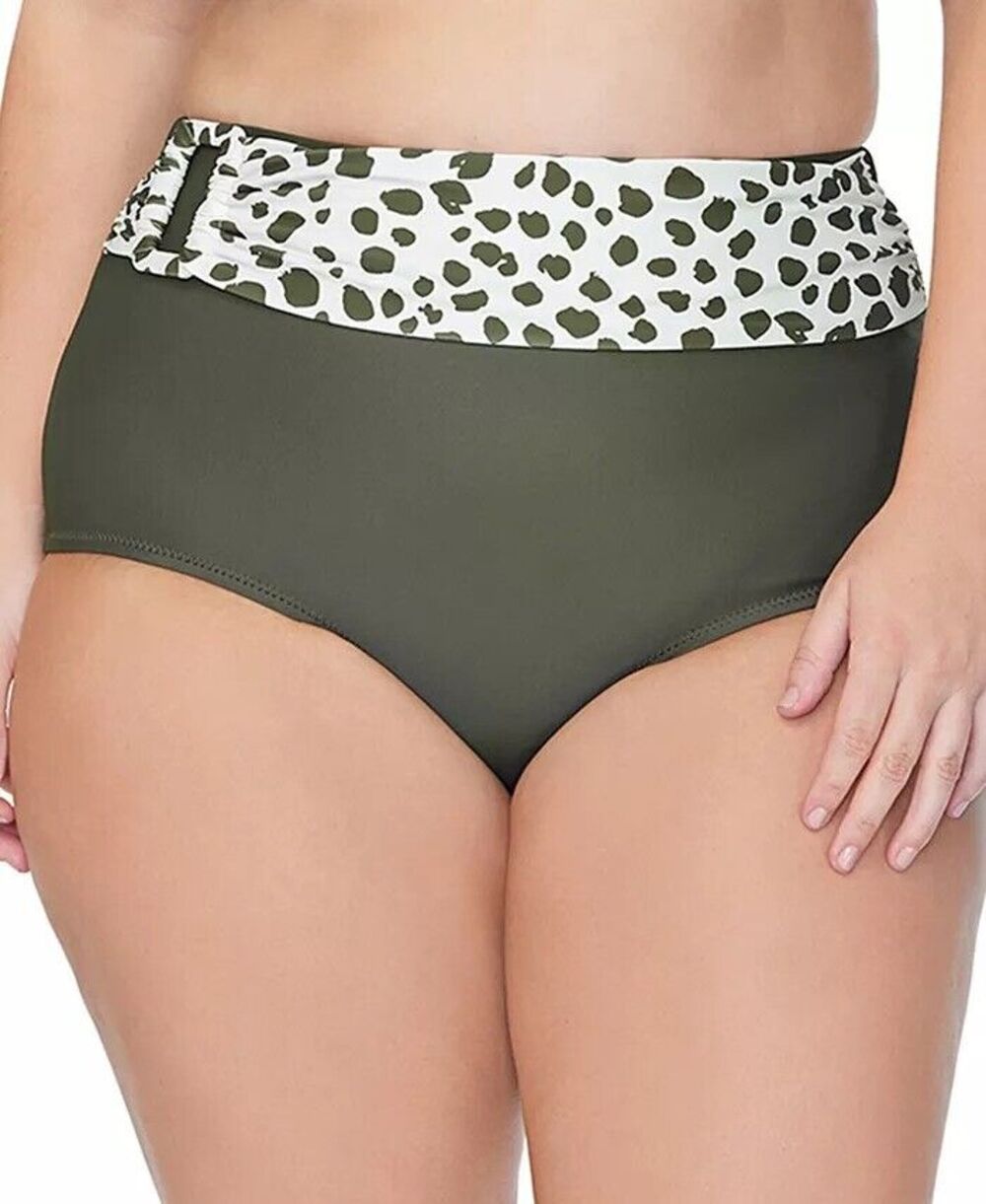 Raisins Curve Sage Green Belted High Waist Bikini Bottoms Size 18W Slimming New